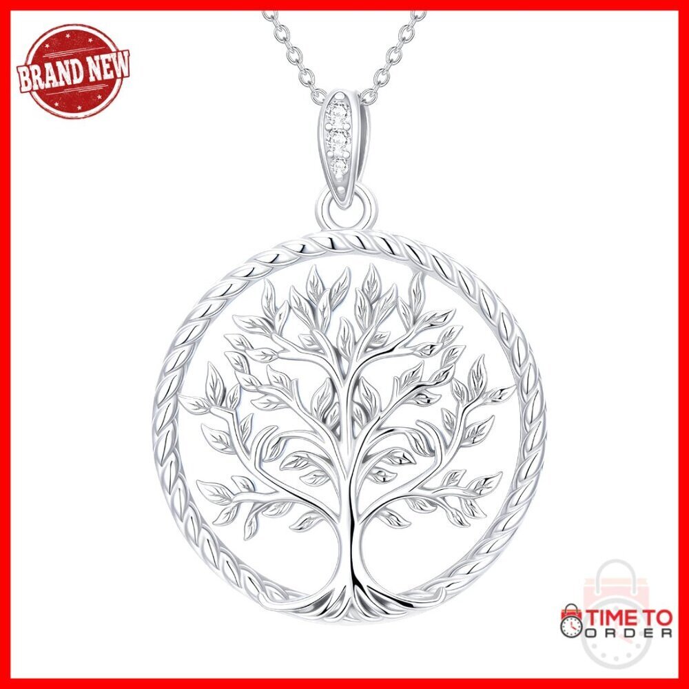 Sterling Silver Moissanite Tree of Life Pendant Necklace for Women